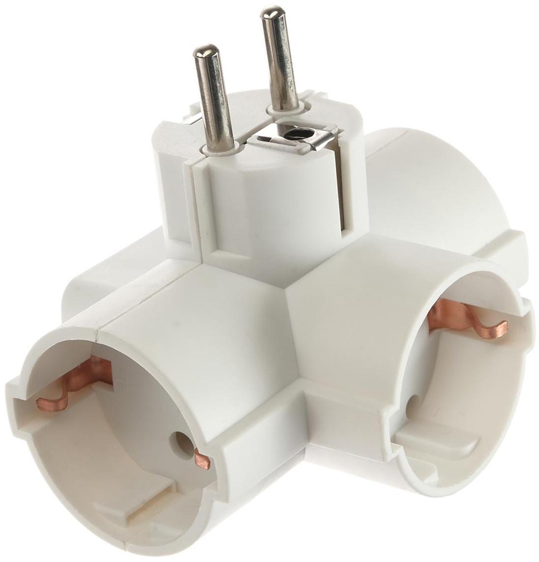 Разветвитель сетевой с защитой и с выключателем Uniel, 3 гнезда, 16 А, 3500 Вт, с/з, белый