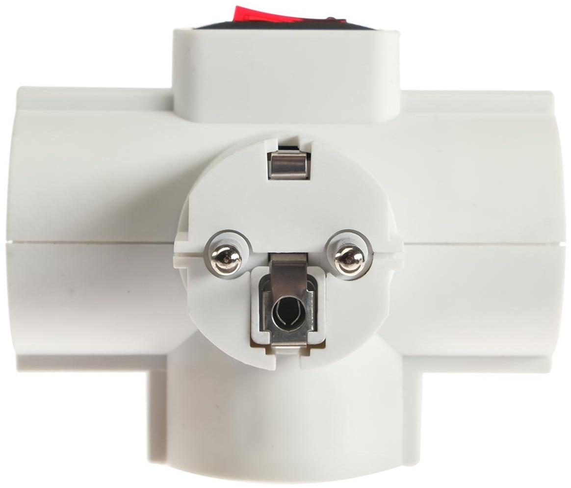 Разветвитель сетевой с защитой и с выключателем Uniel, 3 гнезда, 16 А, 3500 Вт, с/з, белый