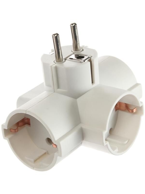 Разветвитель сетевой с защитой и с выключателем Uniel, 3 гнезда, 16 А, 3500 Вт, с/з, белый