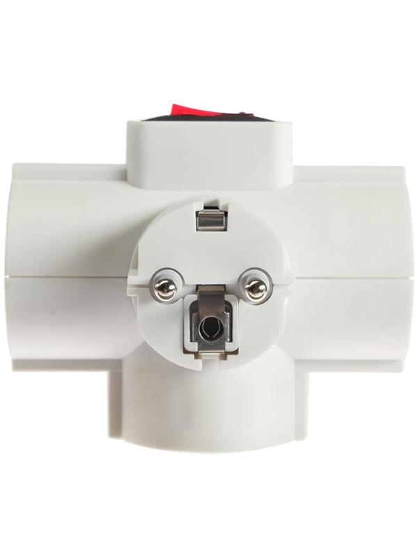 Разветвитель сетевой с защитой и с выключателем Uniel, 3 гнезда, 16 А, 3500 Вт, с/з, белый