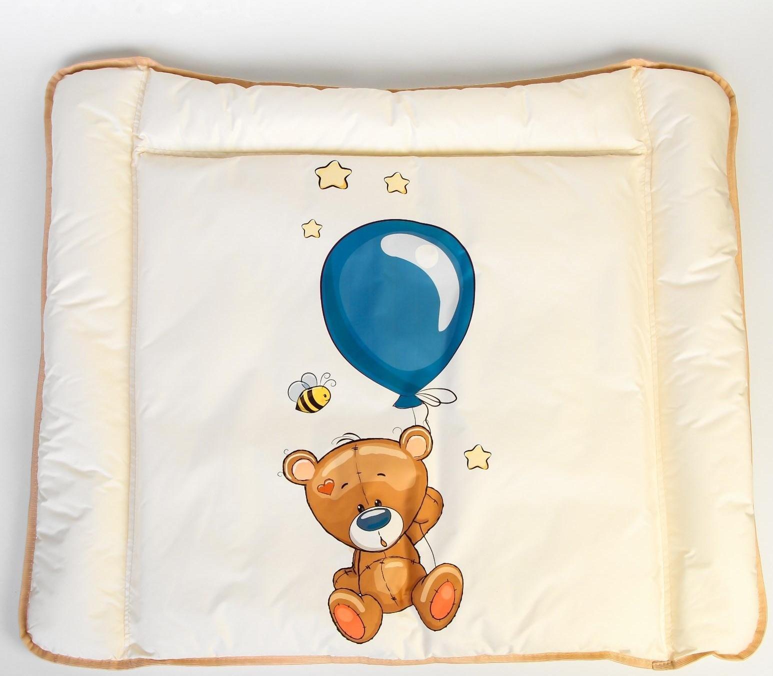 Матрасик пеленальный на комод Люкс 72х82 см., «Мишка с шариком»