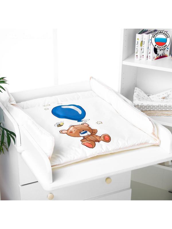 Матрасик пеленальный на комод Люкс 72х82 см., «Мишка с шариком»
