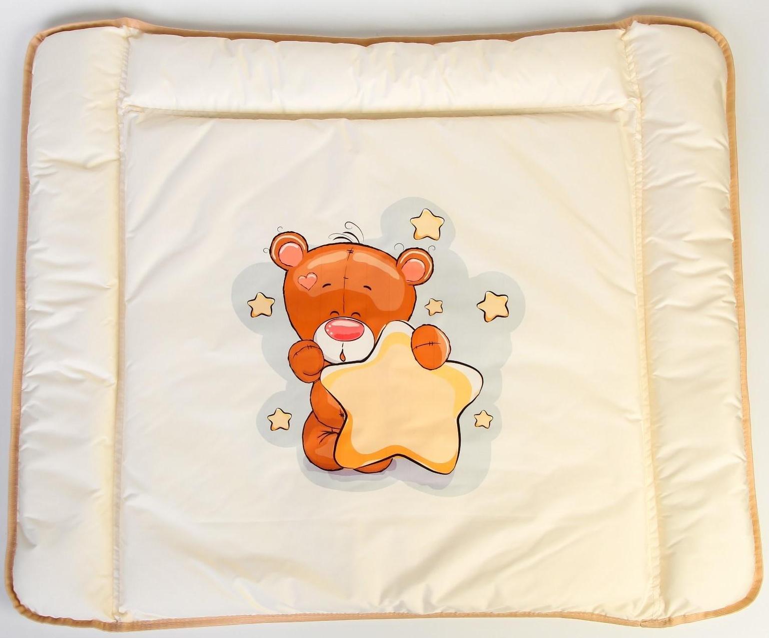 Матрасик для пеленального столика/комода Люкс 72х82 см., «Мишка со звездой»