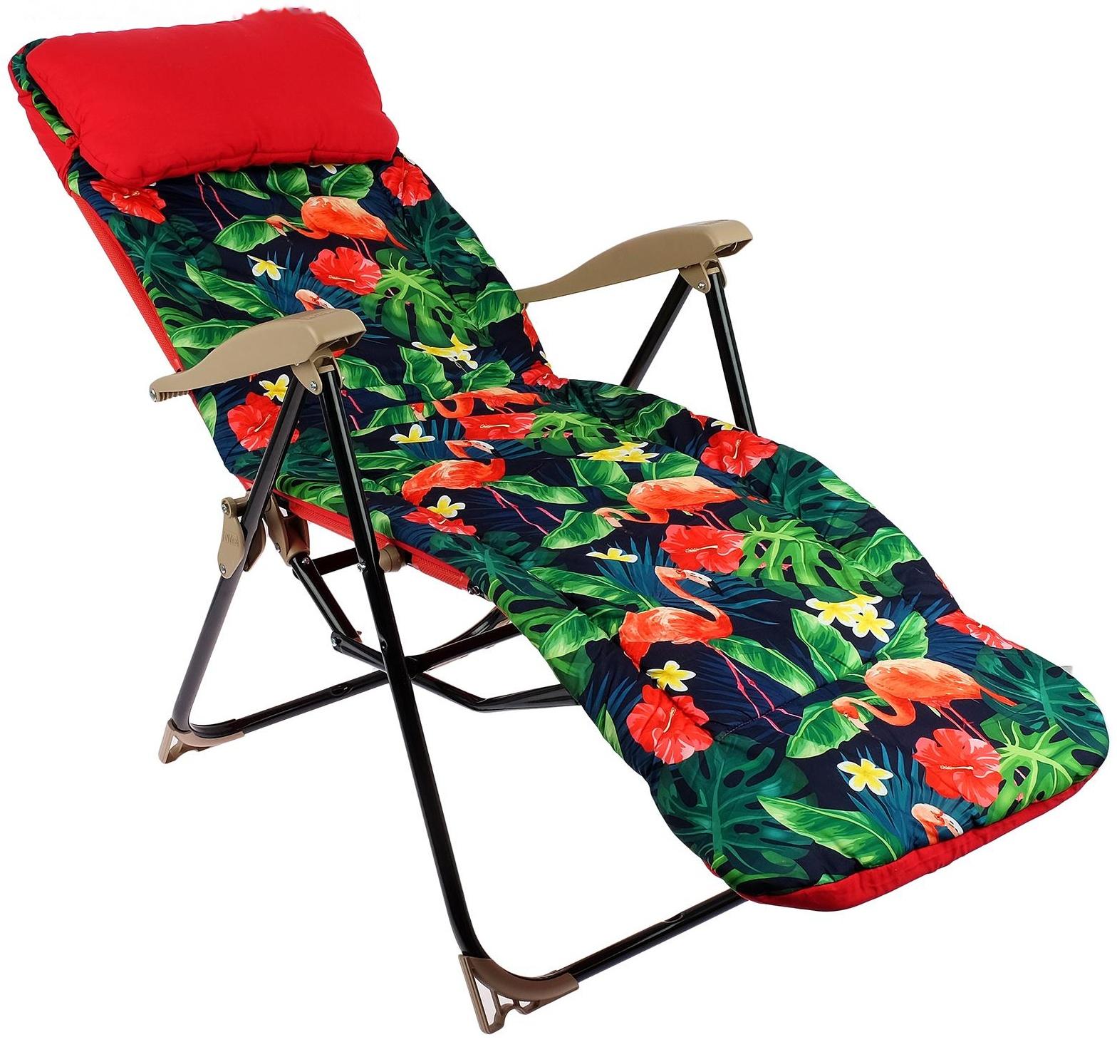 Кресло-шезлонг ННК5/L, р. 82 x 59 x 116 см, принт с фламинго