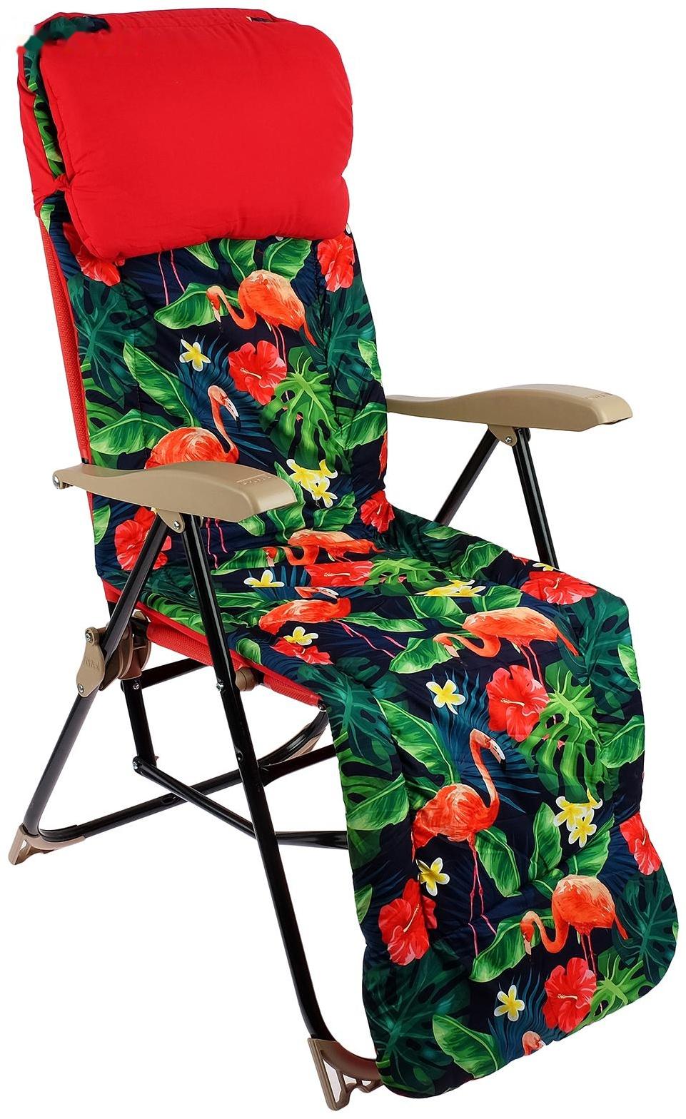 Кресло-шезлонг ННК5/L, р. 82 x 59 x 116 см, принт с фламинго