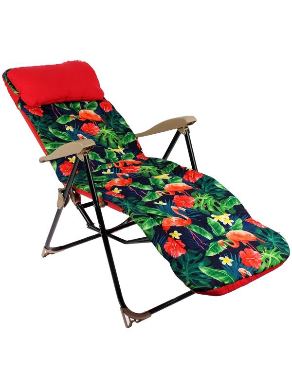 Кресло-шезлонг ННК5/L, р. 82 x 59 x 116 см, принт с фламинго