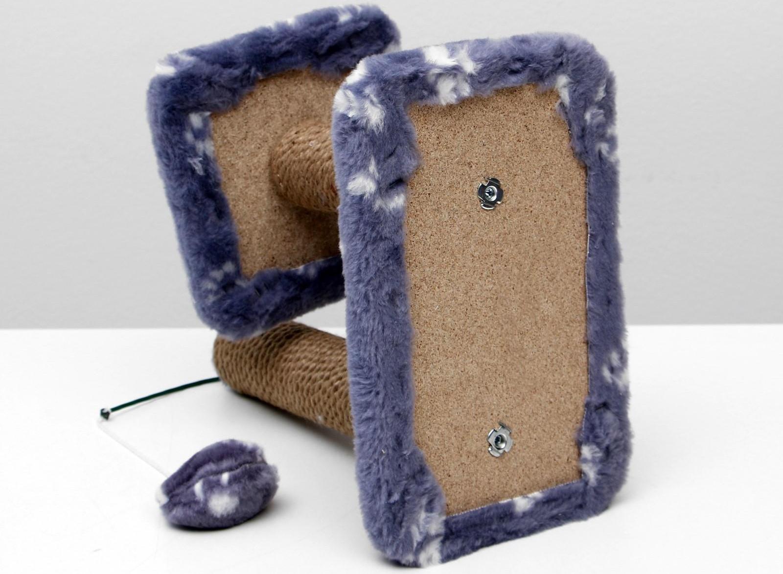 Когтеточка для котят двойная, 30 х 20 х 34 см, джут, серая с лапками