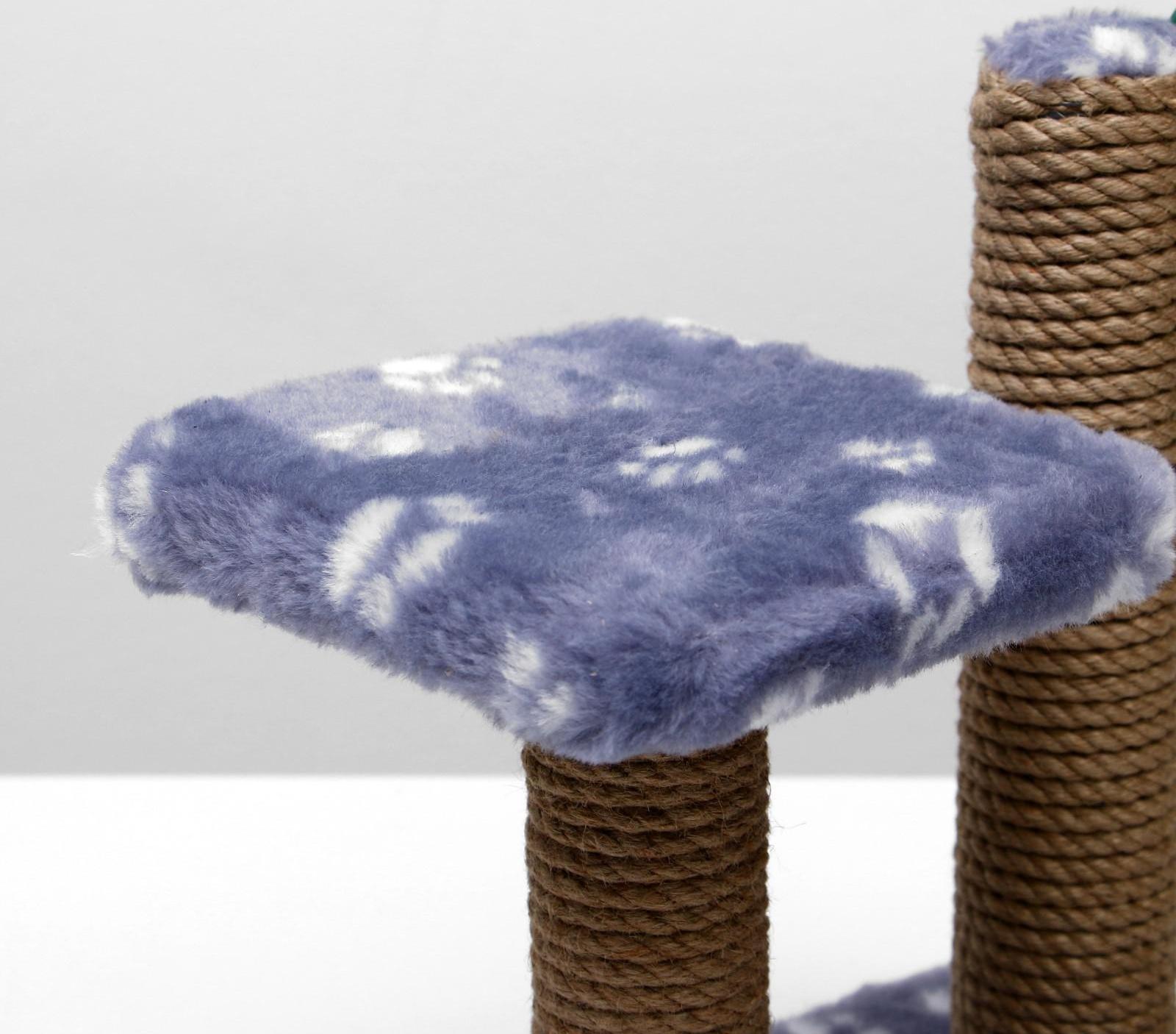 Когтеточка для котят двойная, 30 х 20 х 34 см, джут, серая с лапками