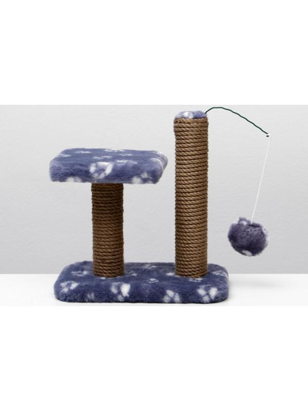 Когтеточка для котят двойная, 30 х 20 х 34 см, джут, серая с лапками