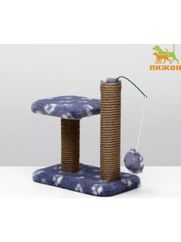 Когтеточка для котят двойная, 30 х 20 х 34 см, джут, серая с лапками