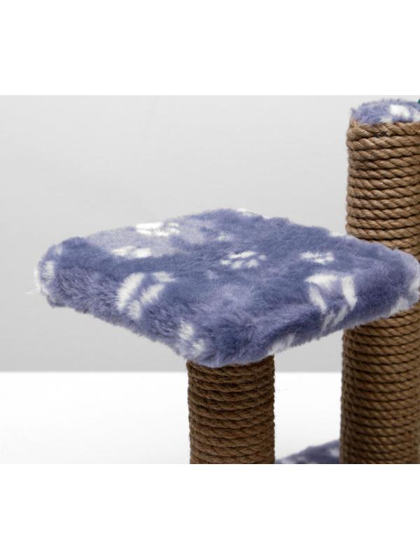 Когтеточка для котят двойная, 30 х 20 х 34 см, джут, серая с лапками