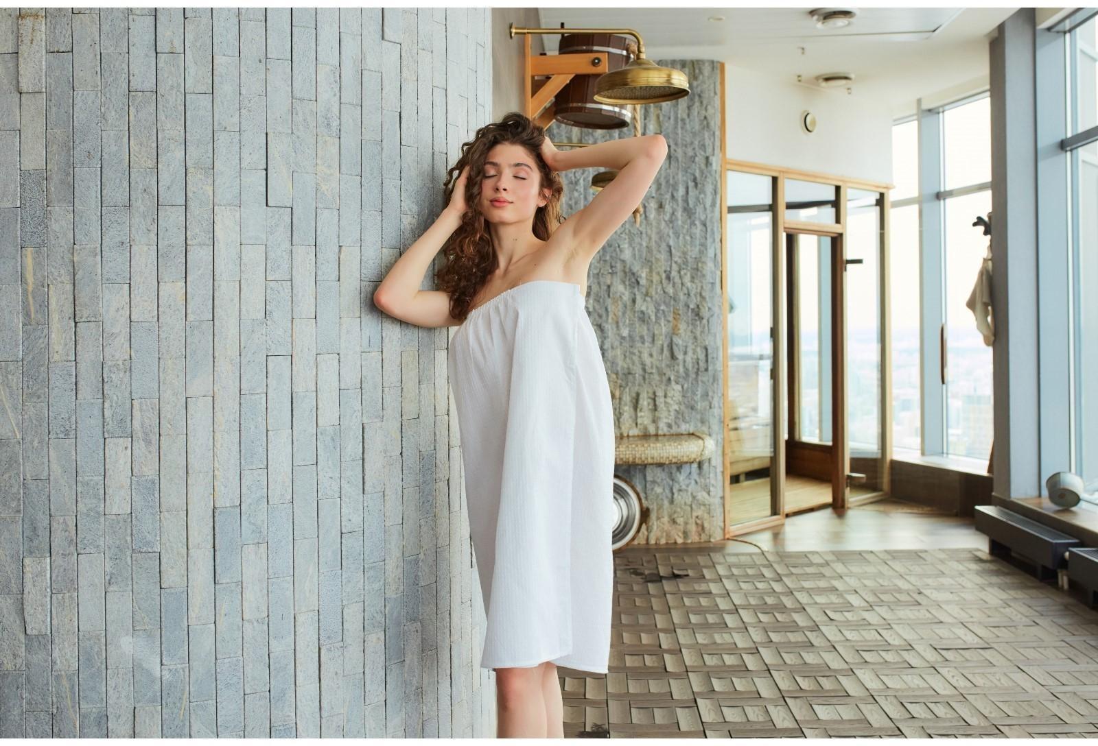 Полотенце вафельное Экономь и Я «Парео» 80х144 см, цвет белый, 100%хл, 200 г/м2