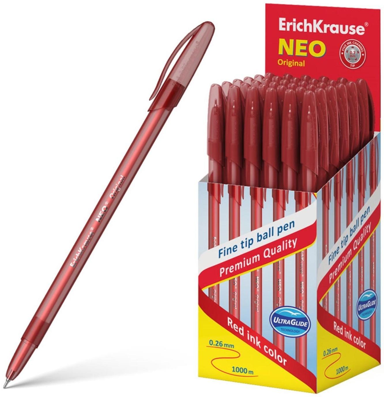 Ручка шариковая ErichKrause Neo Original, узел 0.7 мм, чернила красные