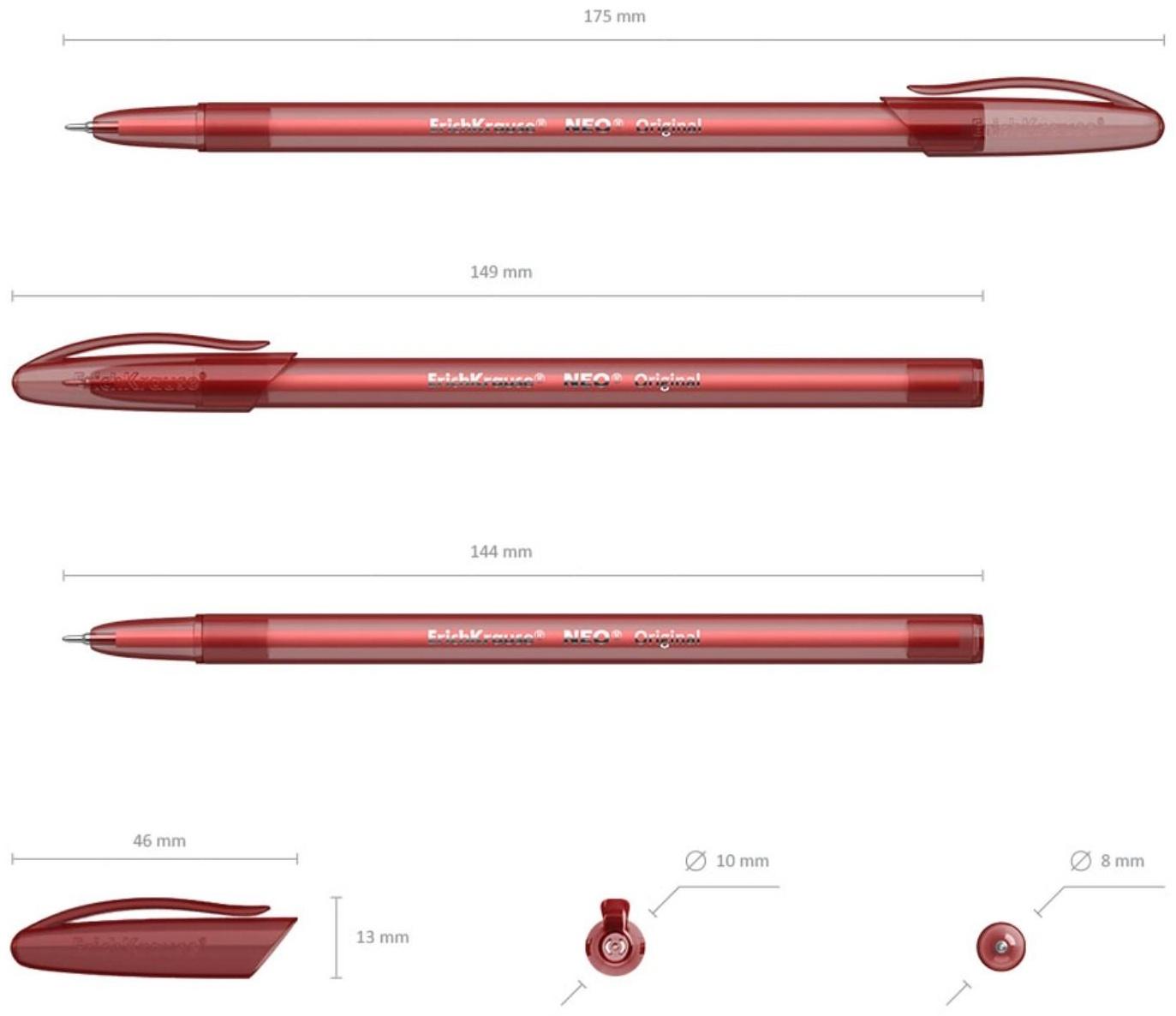 Ручка шариковая ErichKrause Neo Original, узел 0.7 мм, чернила красные