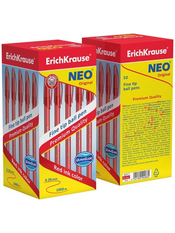 Ручка шариковая ErichKrause Neo Original, узел 0.7 мм, чернила красные