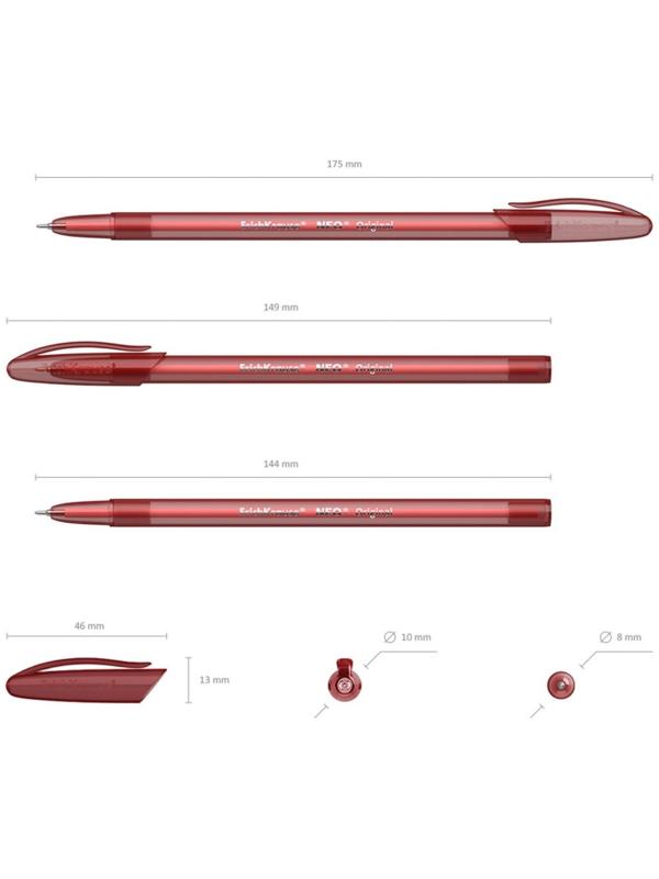 Ручка шариковая ErichKrause Neo Original, узел 0.7 мм, чернила красные