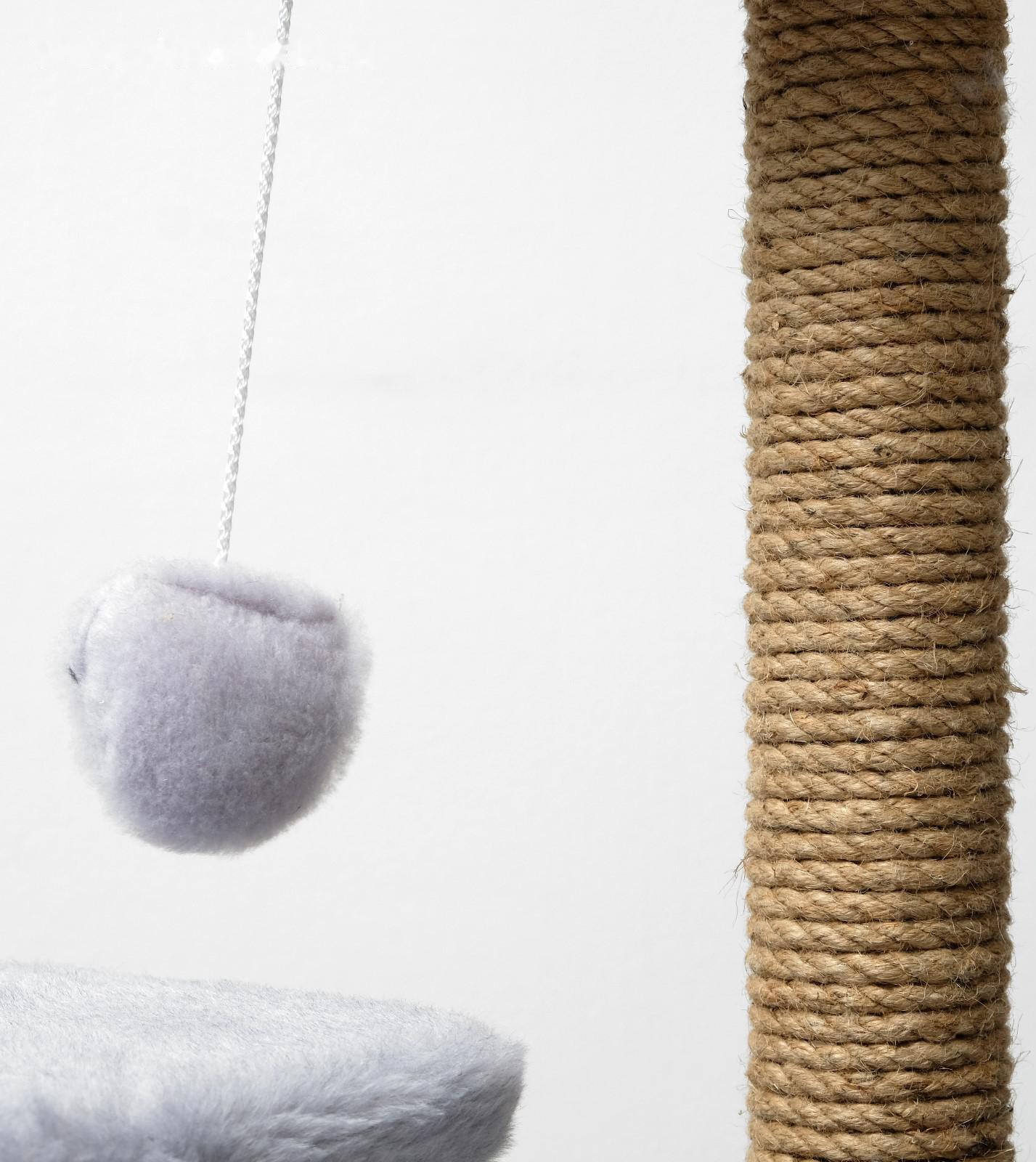 Домик-когтеточка «Квадратный трёхэтажный с двумя окошками», джут, 45×47×75 см, серая