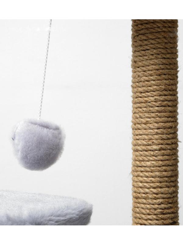 Домик-когтеточка «Квадратный трёхэтажный с двумя окошками», джут, 45×47×75 см, серая