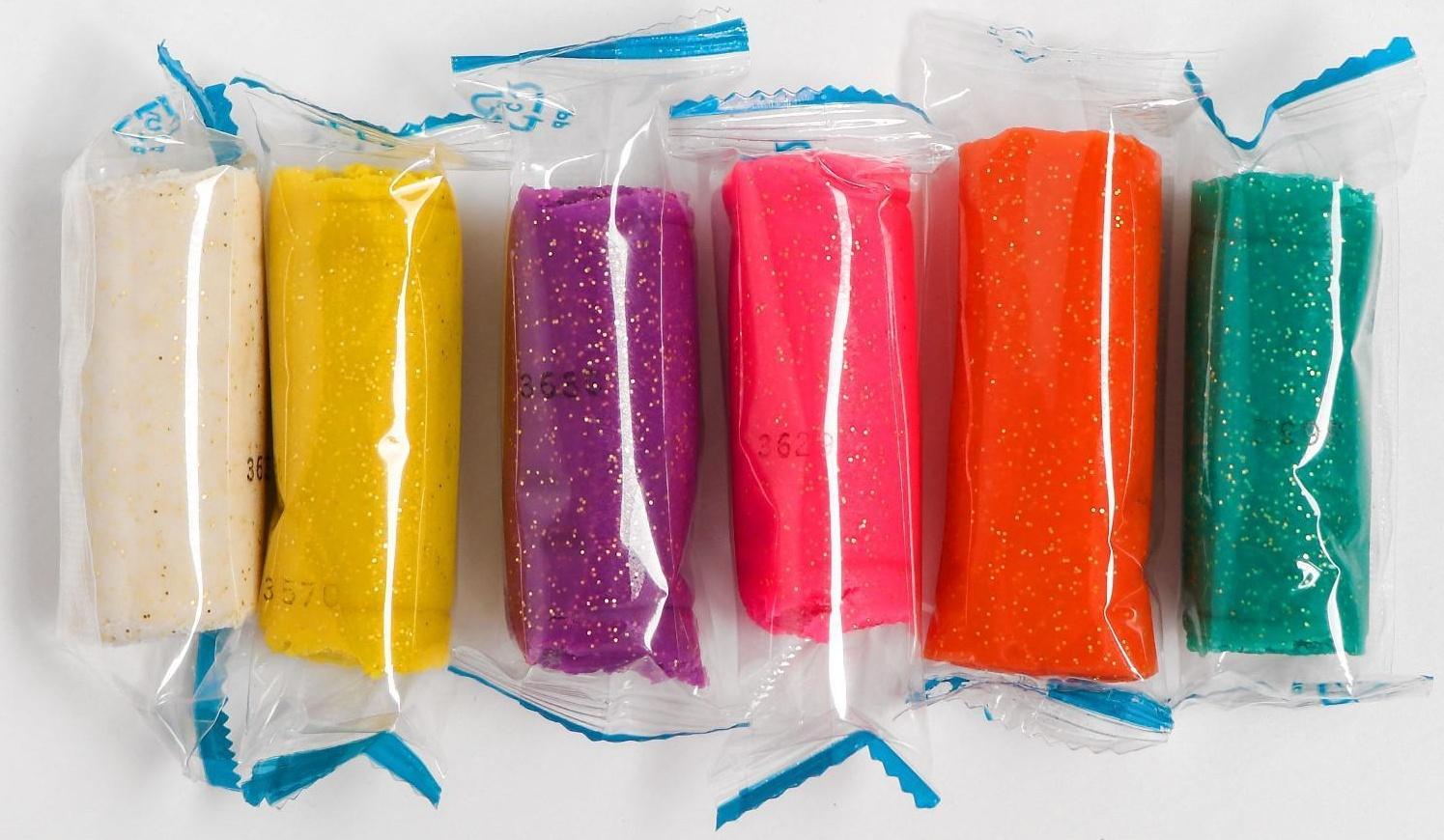 Тесто-пластилин( набор 6 цветов ) с блёстками  TA1091