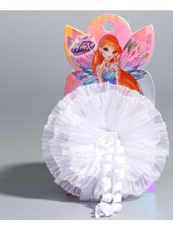 Бант для волос, ВИНКС, белый  с локонами, 7 см