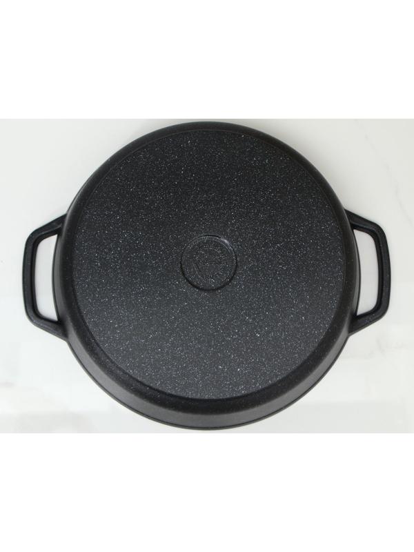 Сотейник, d=32 см, стеклянная крышка, литые ручки, антипригарное покрытие, цвет тёмный мрамор