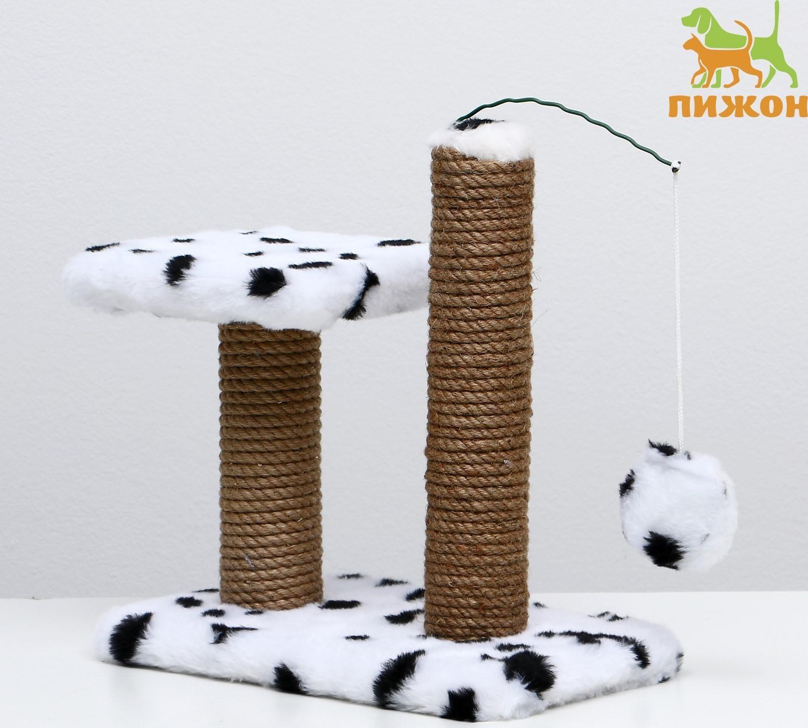 Когтеточка для котят двойная, 30 х 20 х 34 см, джут, далматинец
