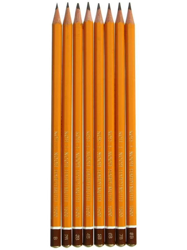 Набор карандашей чернографитных 8 штук, Koh-i-Noor 1500 В-B8, в пакете с европодвесом