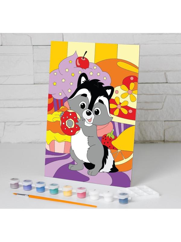 Картина по номерам «Енот-сладкоежка» 20х28,5 см