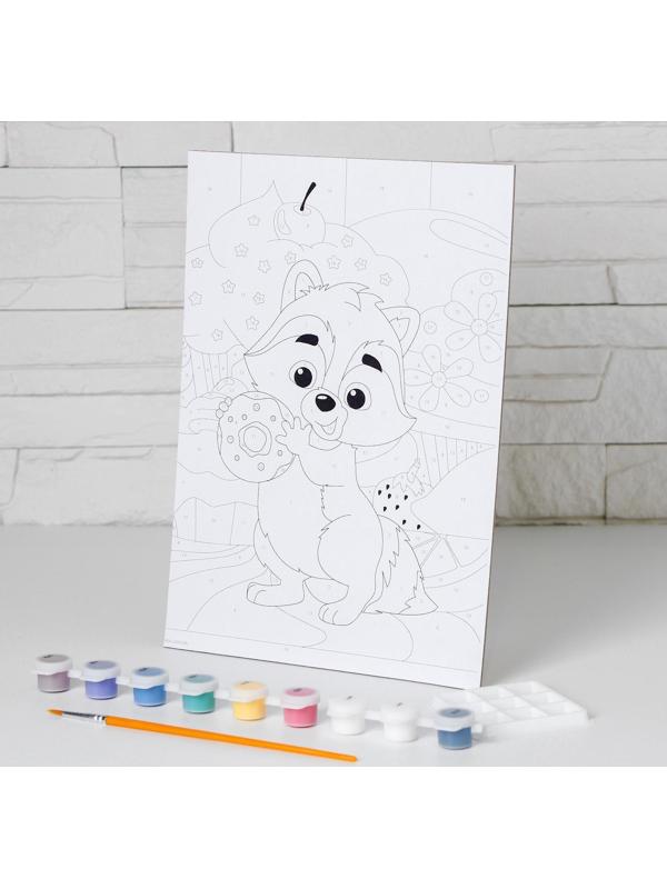 Картина по номерам «Енот-сладкоежка» 20х28,5 см