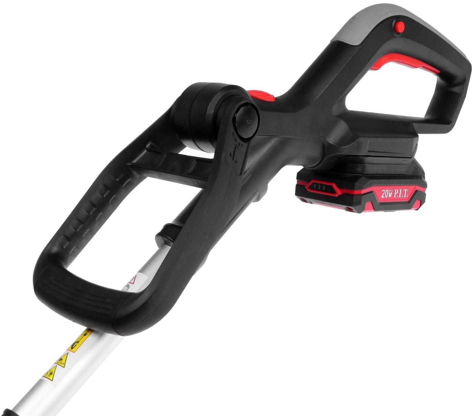 Триммер аккумуляторный P.I.T. PTR20H-250A/1, 20 В, 2 Ач, Li-lon, телескопическая штанга