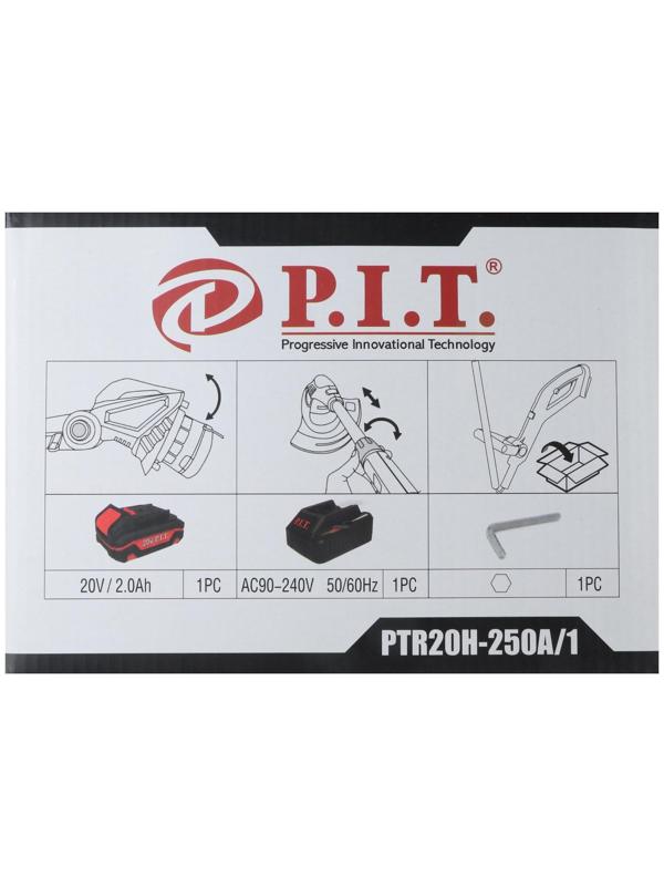 Триммер аккумуляторный P.I.T. PTR20H-250A/1, 20 В, 2 Ач, Li-lon, телескопическая штанга