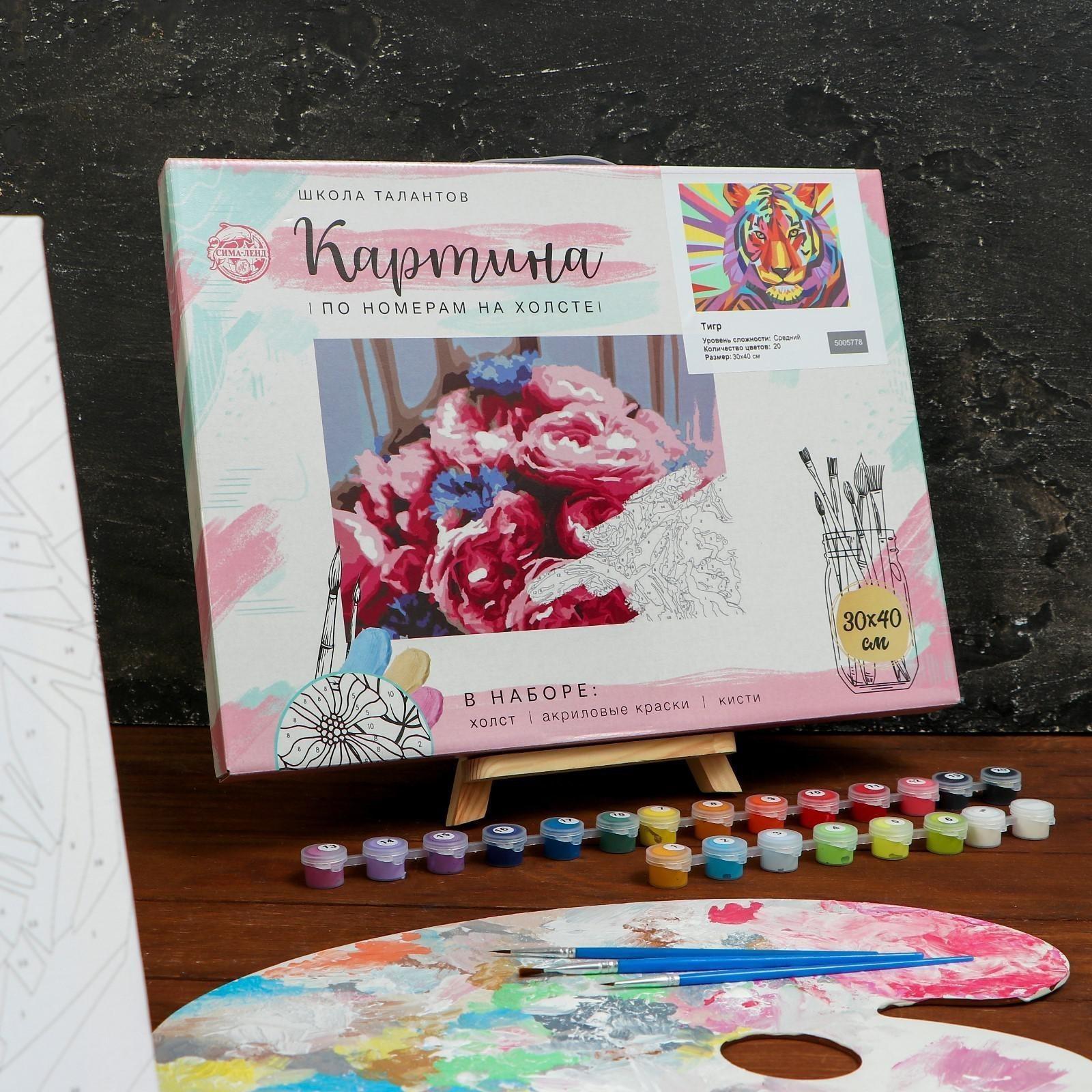 Картина по номерам на холсте с подрамником «Тигр» 30×40 см