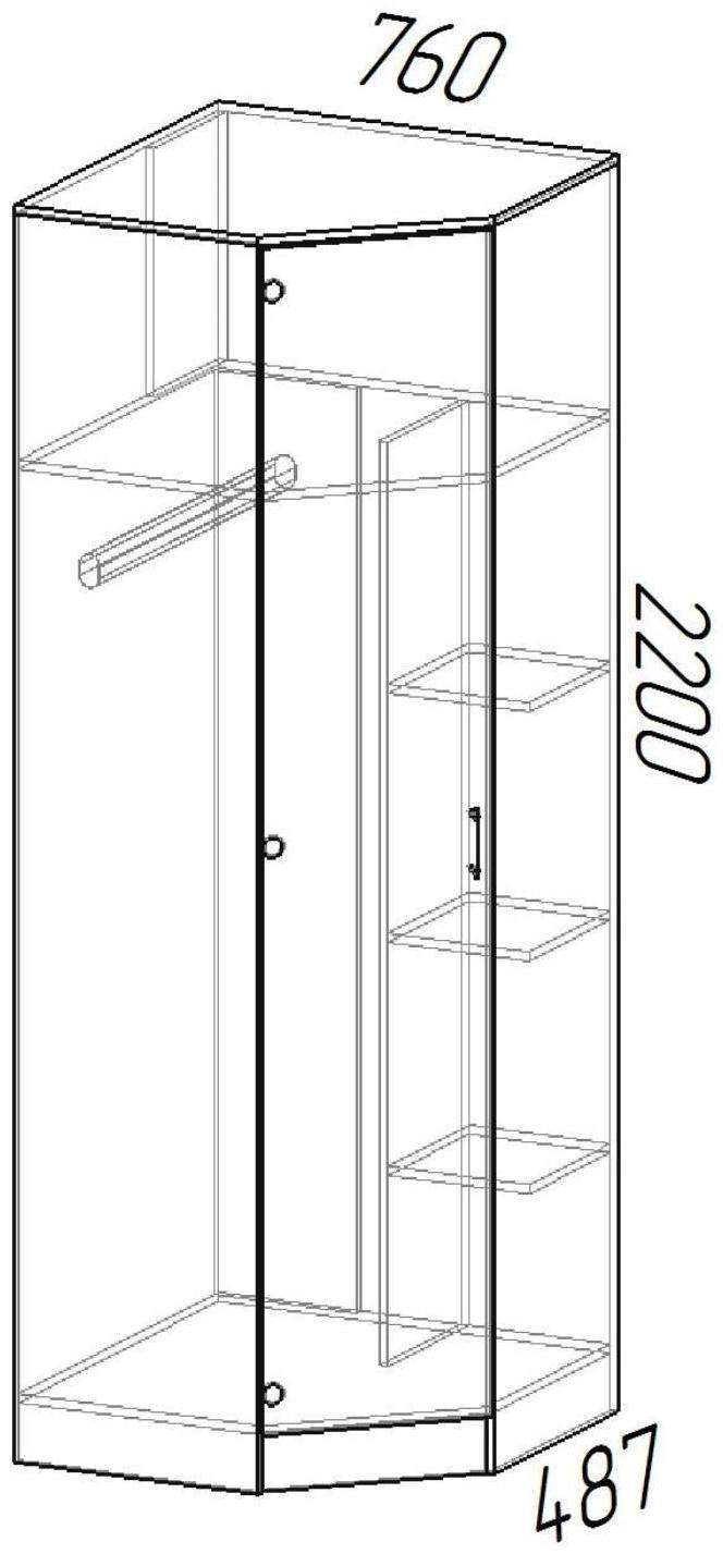 Шкаф угловой ЭКО 760/760х2200х481 Венге/сосна Лоредо