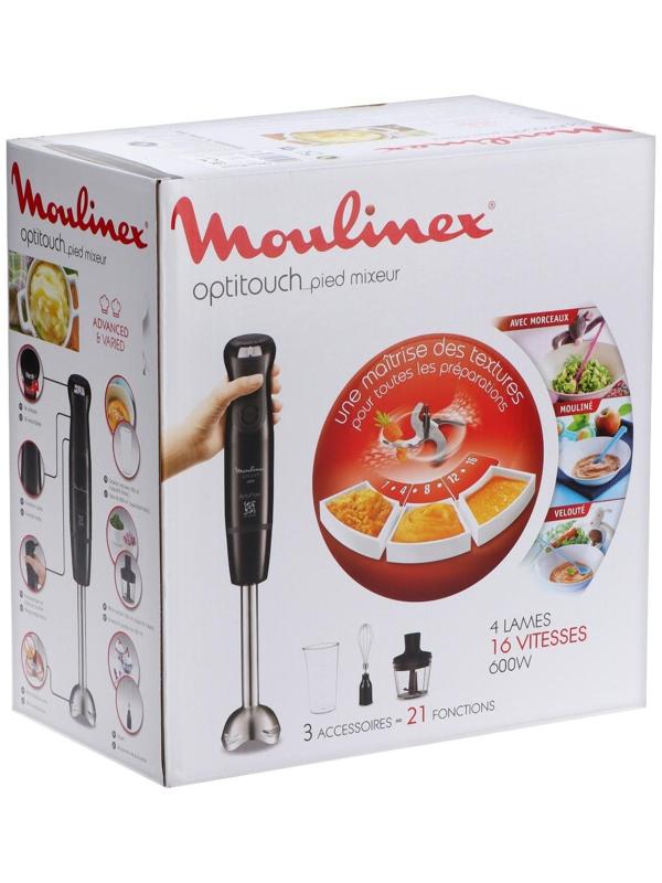 Блендер Moulinex DD833810, погружной, 600 Вт, 16 скоростей, 0.8 л, 3 насадки, чёрный