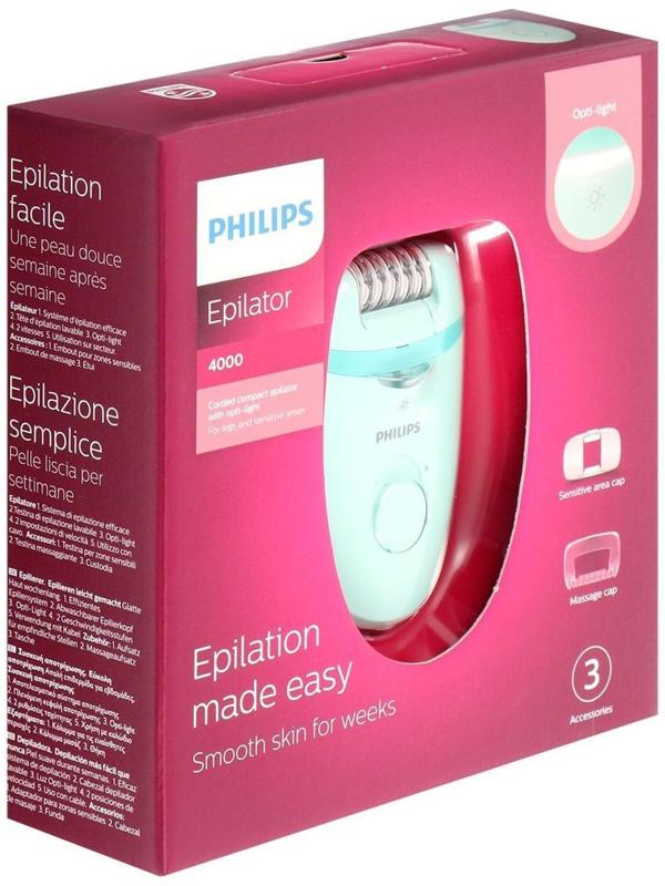 Эпилятор Philips BRE265/00, 5.4 Вт, 20 пинцетов, 2 скорости, от сети, цвет мятный