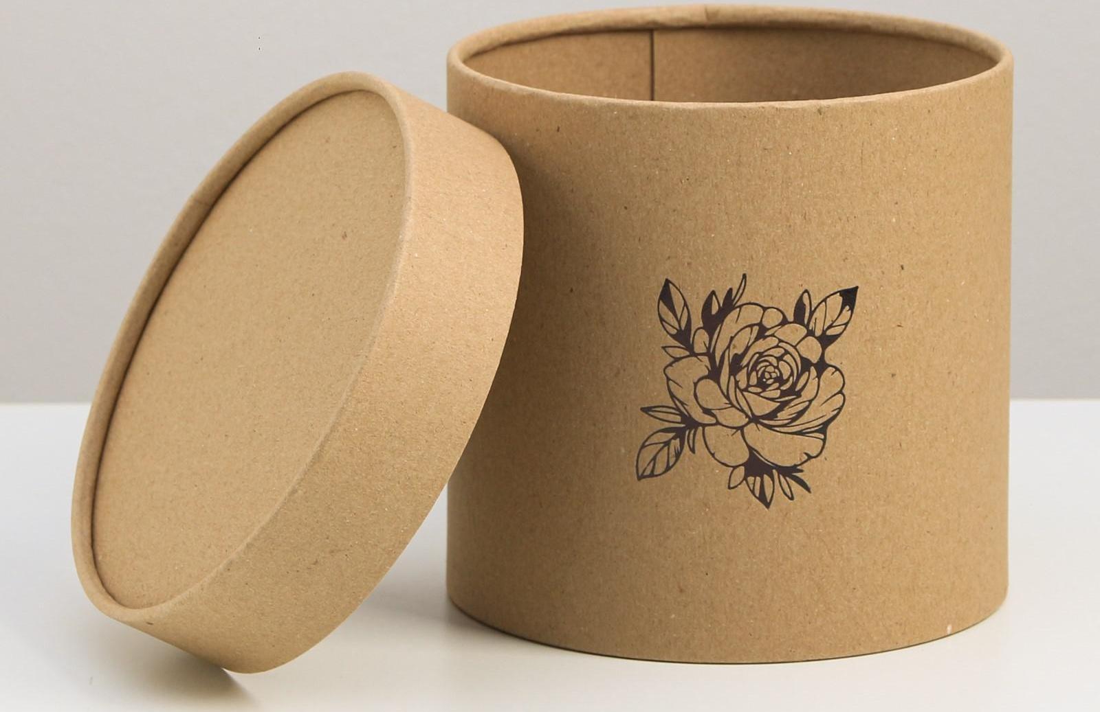 Шляпная коробка из крафта «Цветок», 15 х 15 см