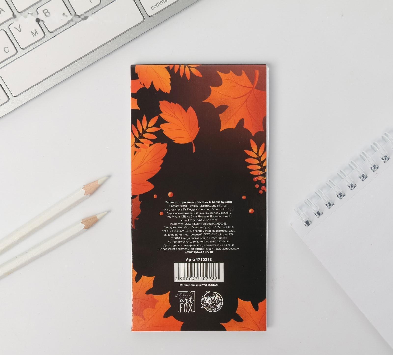 Блокнот с отрывным блоком «С Днём Учителя», 8 х 15,7 см