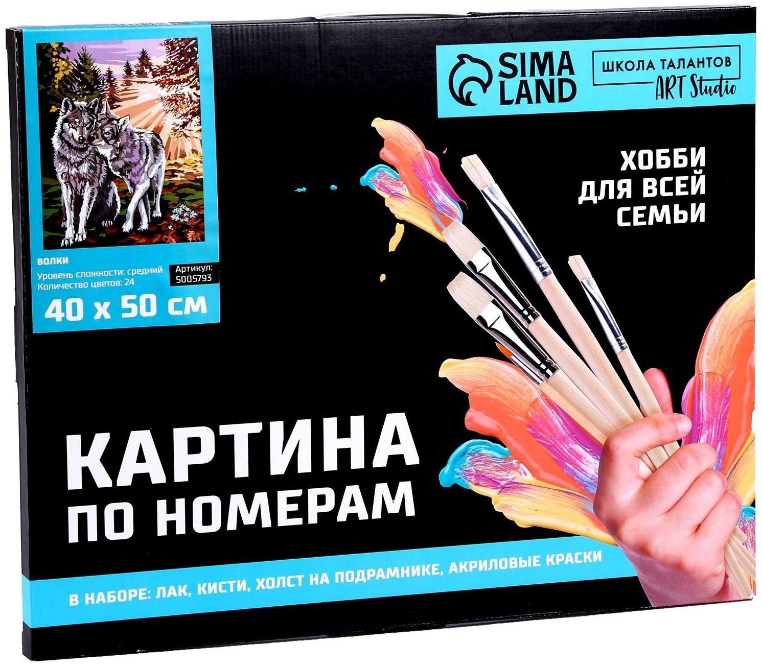 Картина по номерам на холсте с подрамником «Волки» 40×50 см