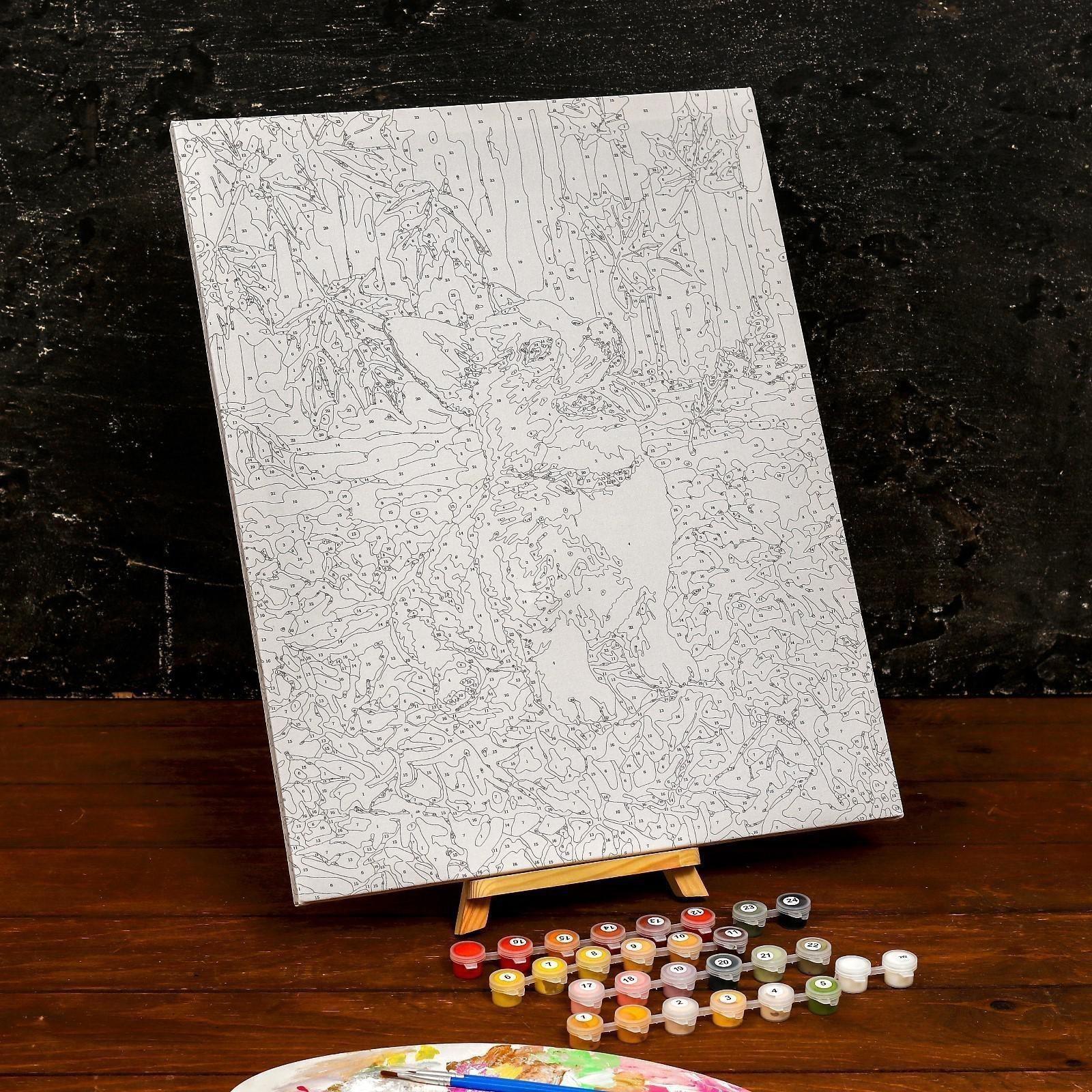 Картина по номерам на холсте с подрамником «Корги в осенней листве» 40×50 см