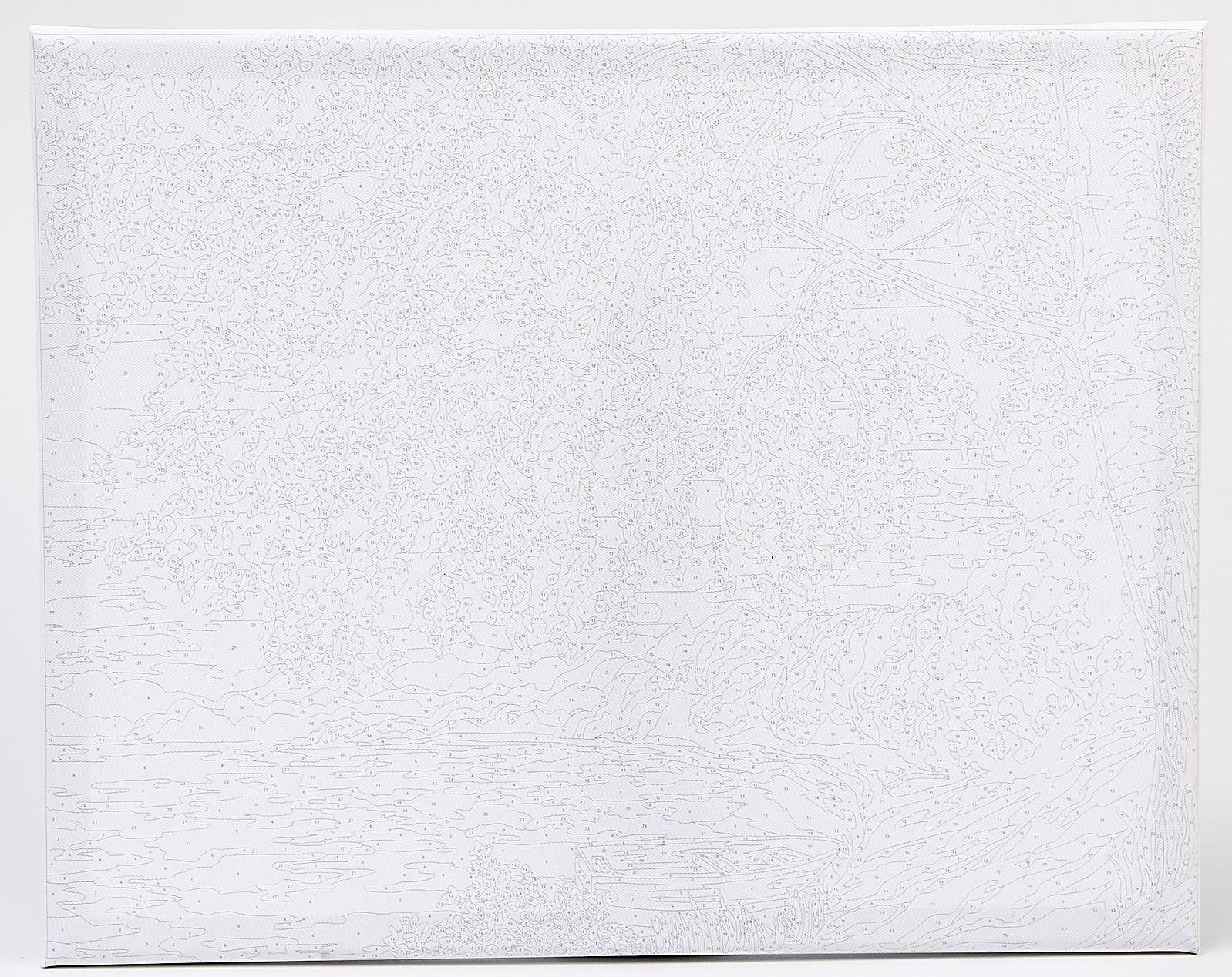 Картина по номерам на холсте с подрамником «Береза у озера» 40×50 см