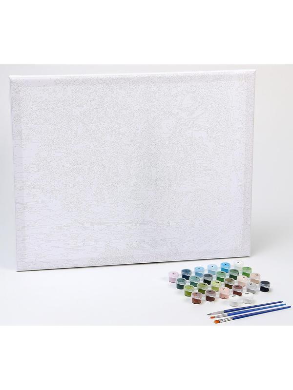 Картина по номерам на холсте с подрамником «Береза у озера» 40×50 см