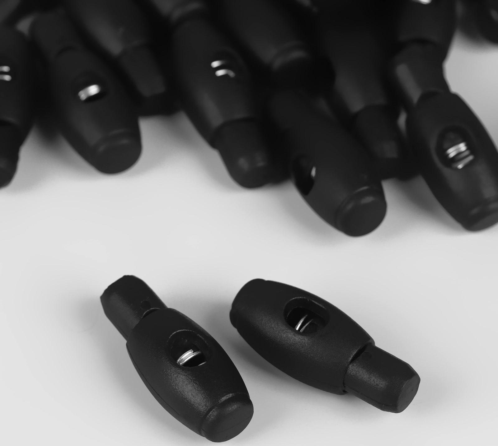 Набор фиксаторов для шнура, d = 6 мм, 3 × 1 см, 50 шт, цвет чёрный