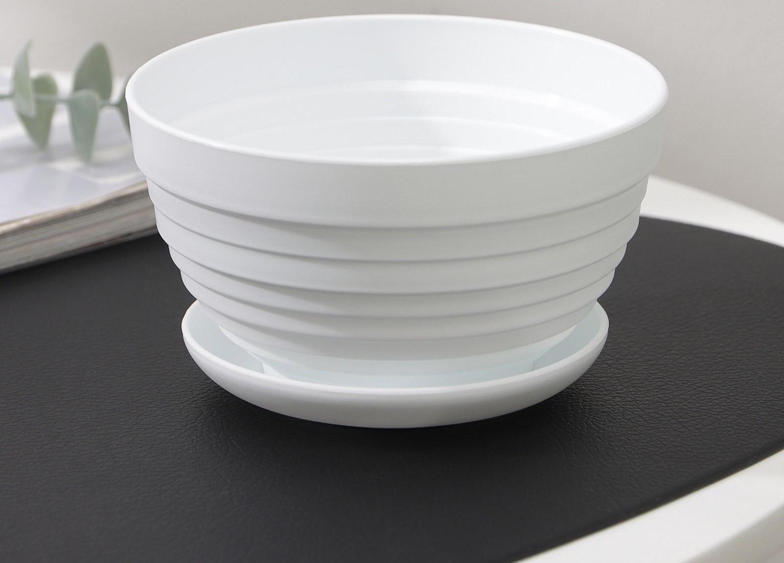 Горшок для цветов с поддоном «Алиса», 0,5 л, цвет белый