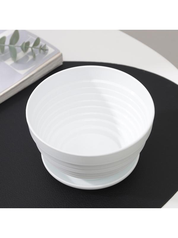 Горшок для цветов с поддоном «Алиса», 0,5 л, цвет белый