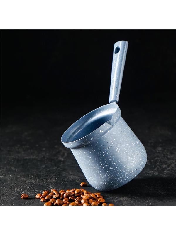 Турка Доляна «Мрамор грэй», 450 мл, d=9 см, 20×9×14 см, пластиковая ручка, антипригарное покрытие, индукция, цвет серый