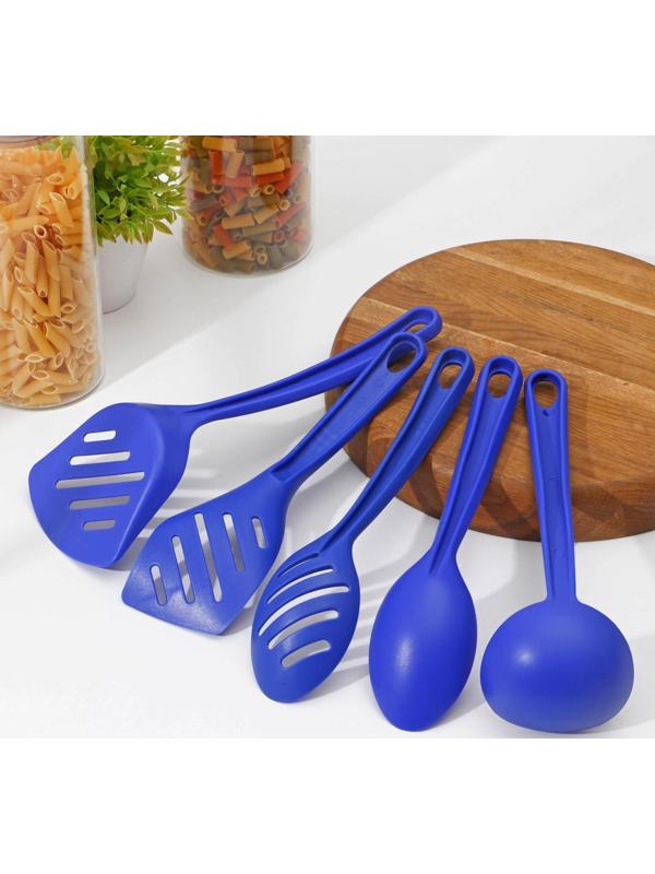 Набор кухонных принадлежностей Доляна «Точки», 5 предметов, цвет синий