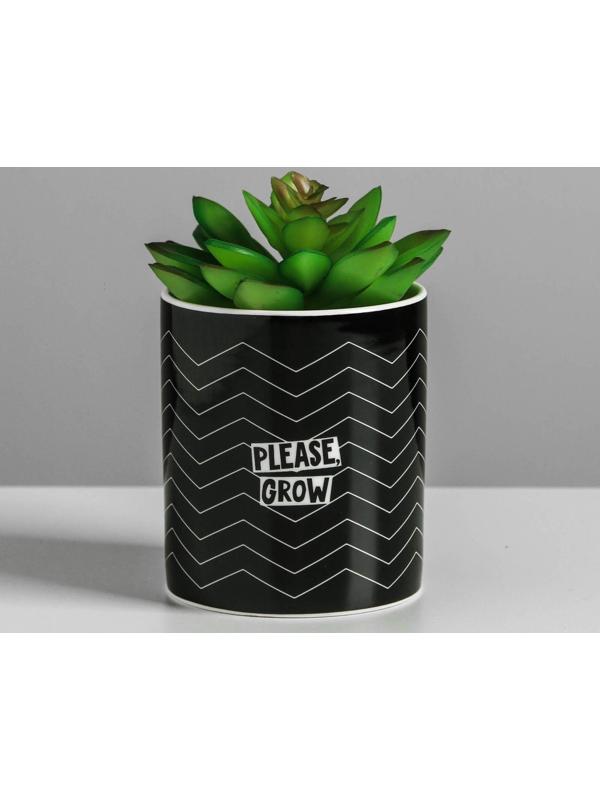 Керамическое кашпо «Please grow», 8 х 9,5 см