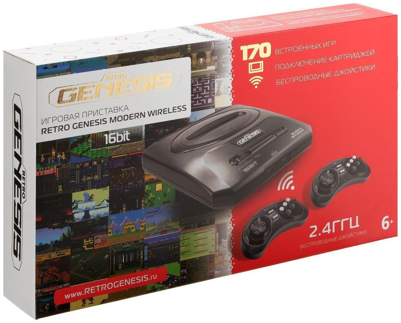 Игровая приставка Sega Retro Genesis Modern Wireless,16 Bit, 2 беспр. джойст.,170 игр,черная