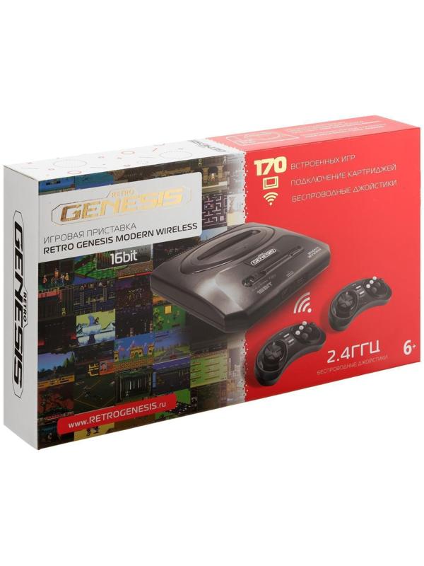 Игровая приставка Sega Retro Genesis Modern Wireless,16 Bit, 2 беспр. джойст.,170 игр,черная