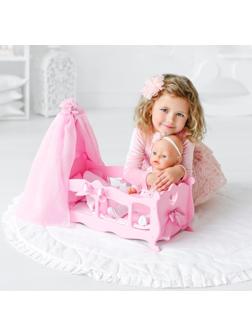 Кроватка для кукол с постельным бельем и балдахином, коллекция «Diamond princess» розовый